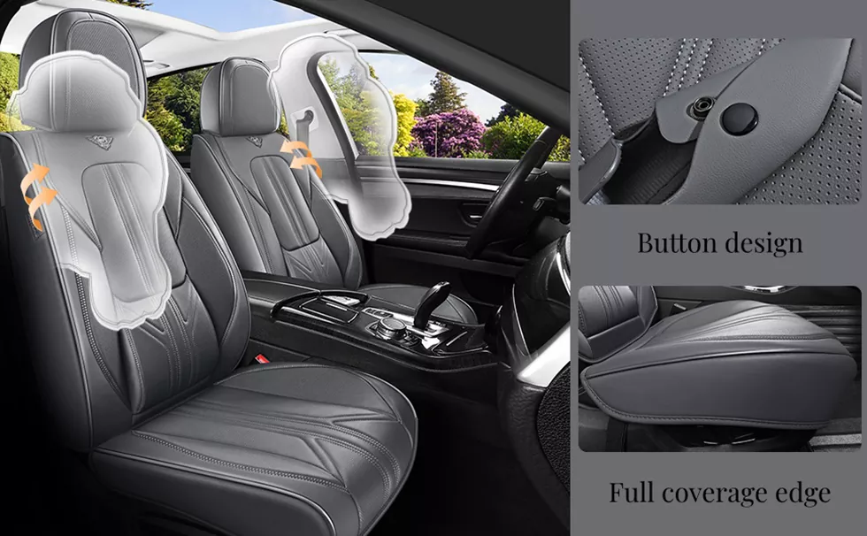 precision stitching and zippered car seat cover back